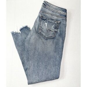 Vintage Silver Jeans Womens 28 X 25 Blue Suki Skinny Crop Y2K Distressed Western